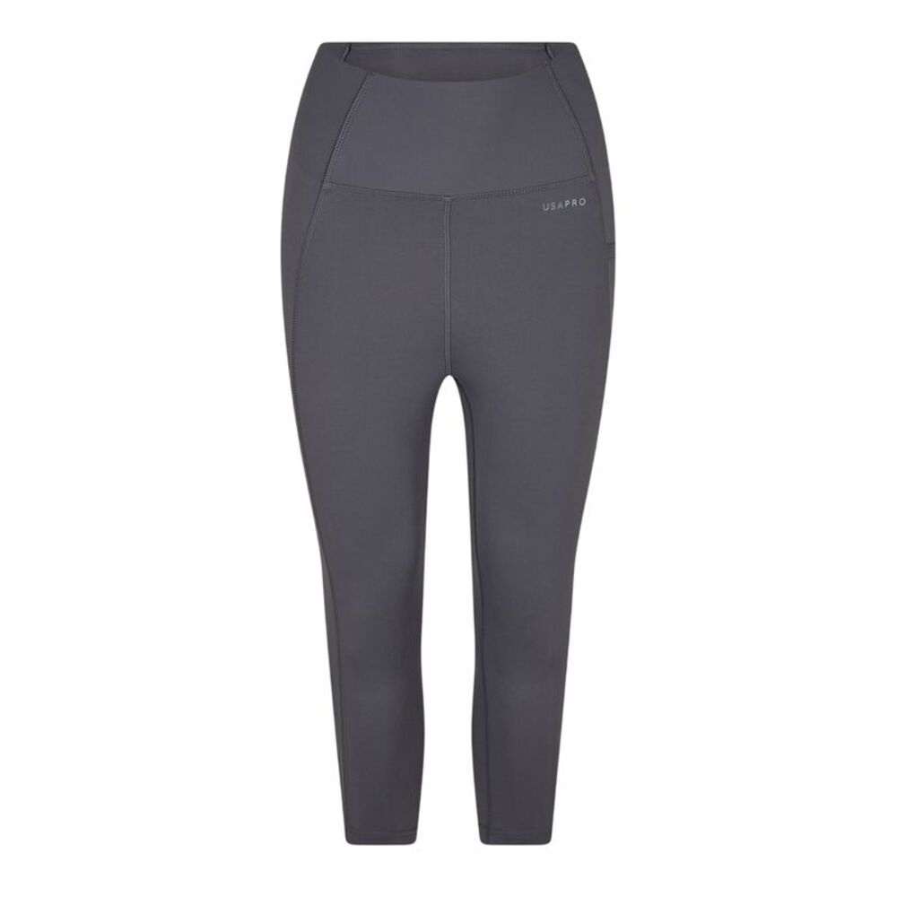 USA Pro Womens/Ladies Cropped Leggings / Charcoal